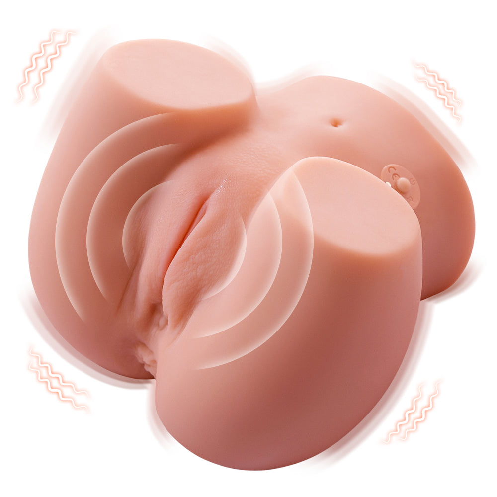 Lifelike realistic ass toy side view showing 3D hip curves and soft TPE material